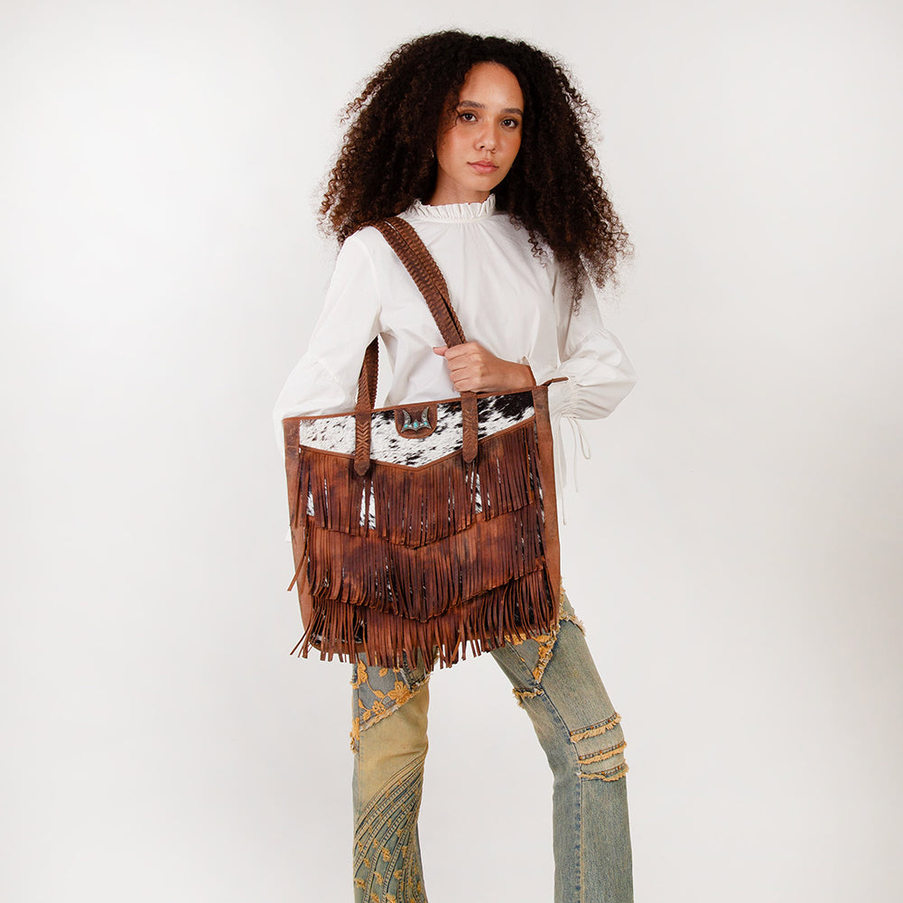 Loyal West Hide And Fringe Large Cowhide Purse
