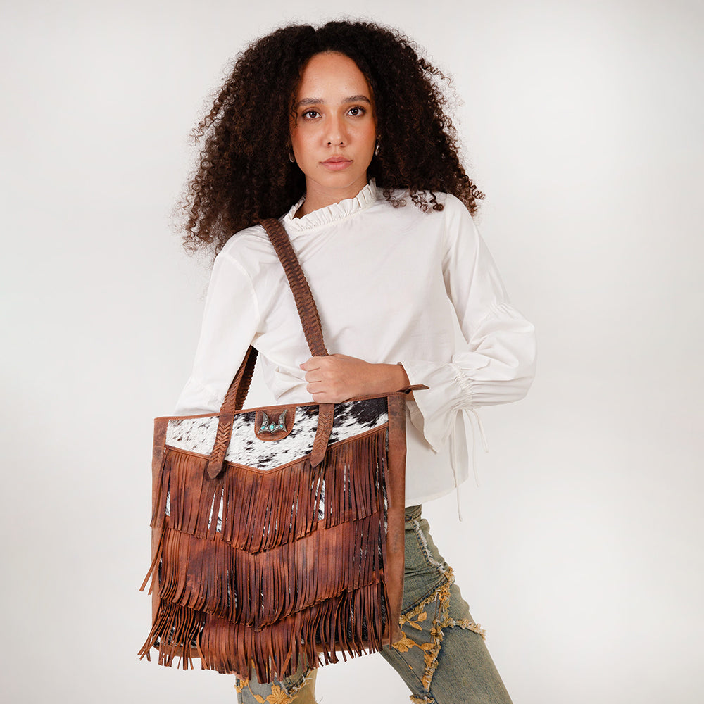 Loyal West Hide And Fringe Large Cowhide Purse